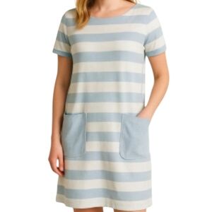 Joules Women’s Y Seren Cotton Nautical Blue & White Dress, Sz8